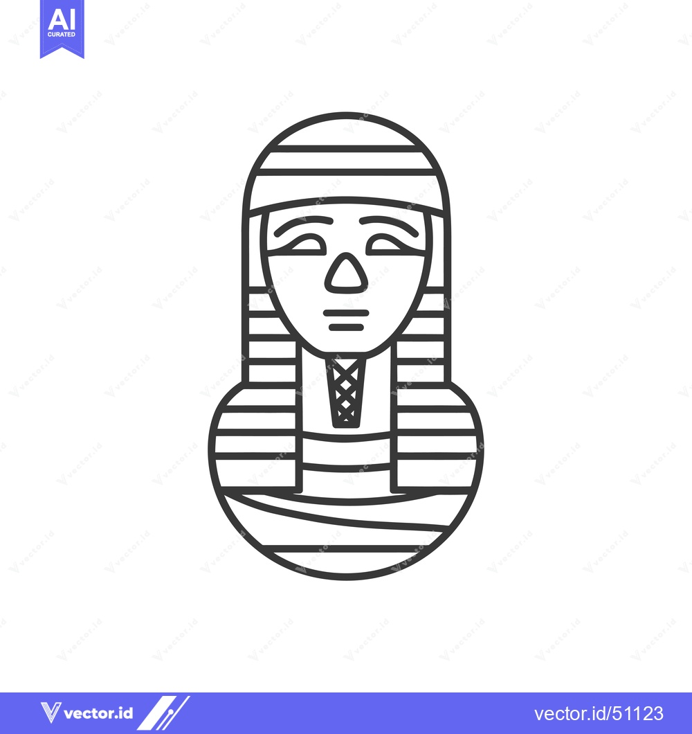 Premium Vector of Line art depiction of an Egyptian pharaoh's head