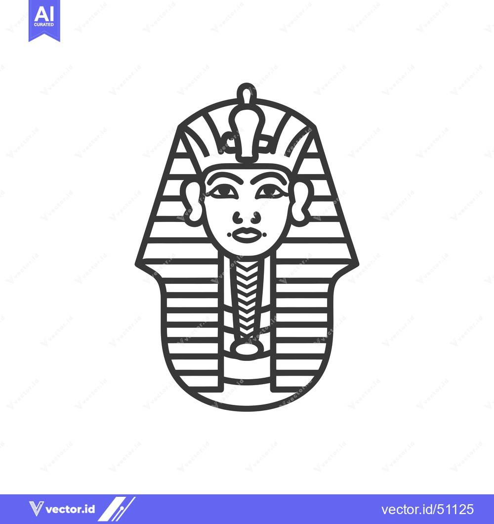 Premium Vector of Line Art Depiction of an Egyptian Pharaoh's Mask