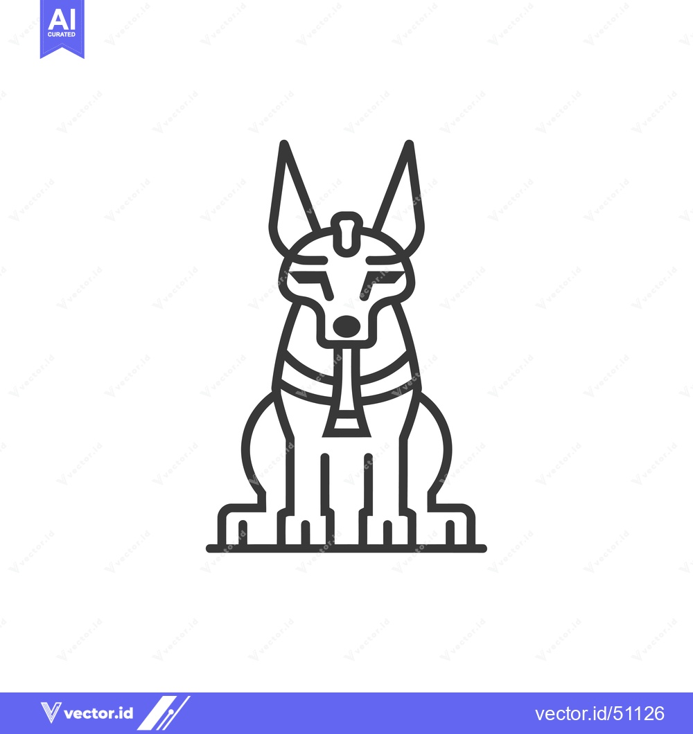 Premium Vector of Line art depiction of Anubis, the Egyptian god of the dead
