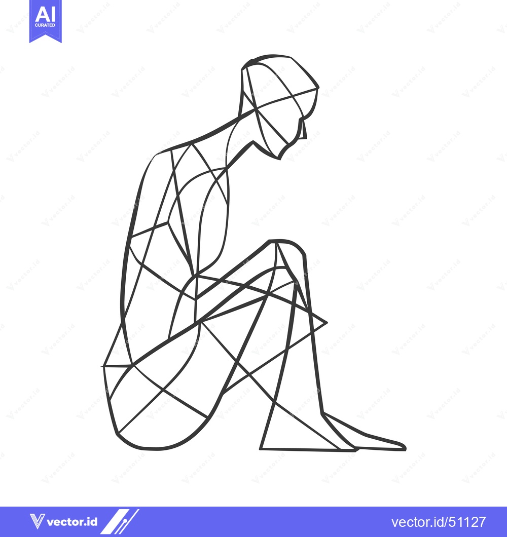 Premium Vector of Line Art Depiction of a Seated Human Figure