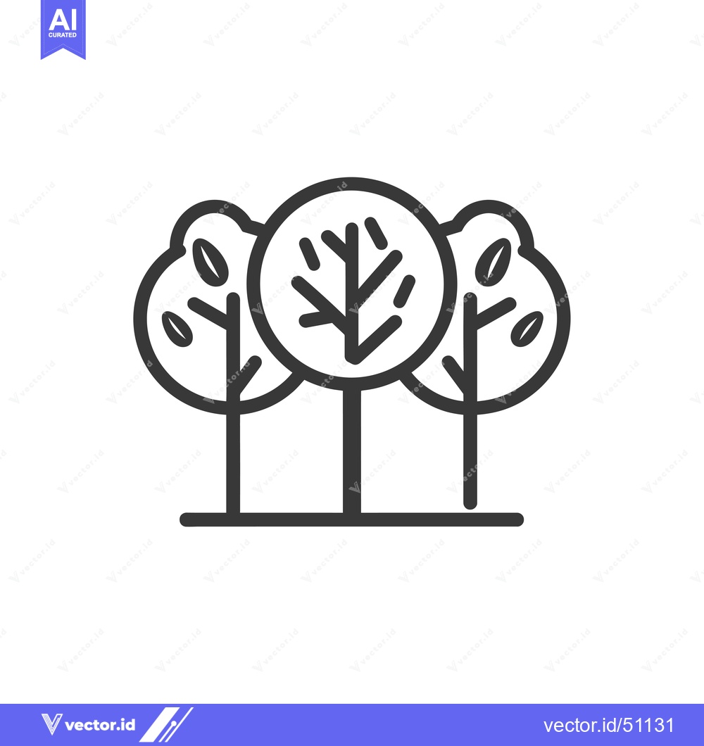 Premium Vector of Line art depiction of three trees with leaves