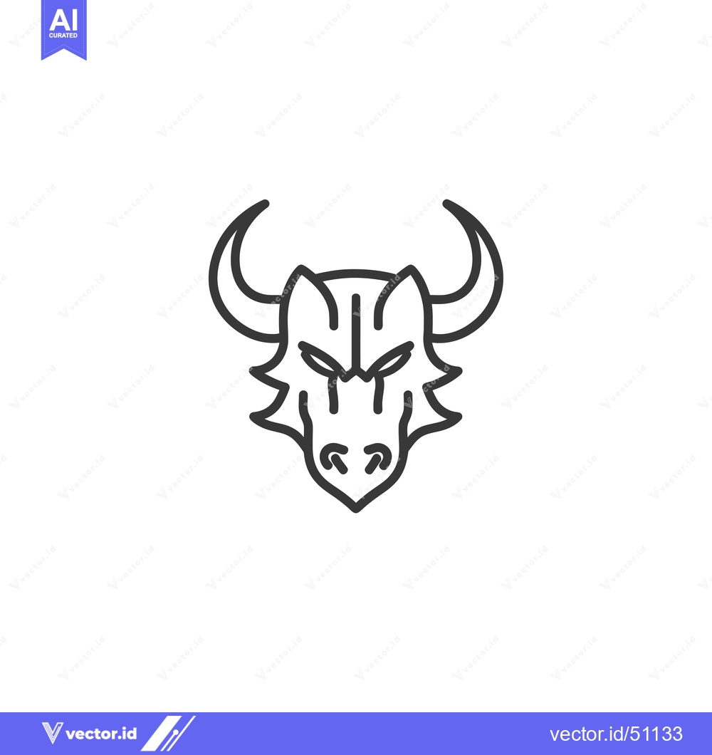 Premium Vector dari Line Art Dragon Head with Horns