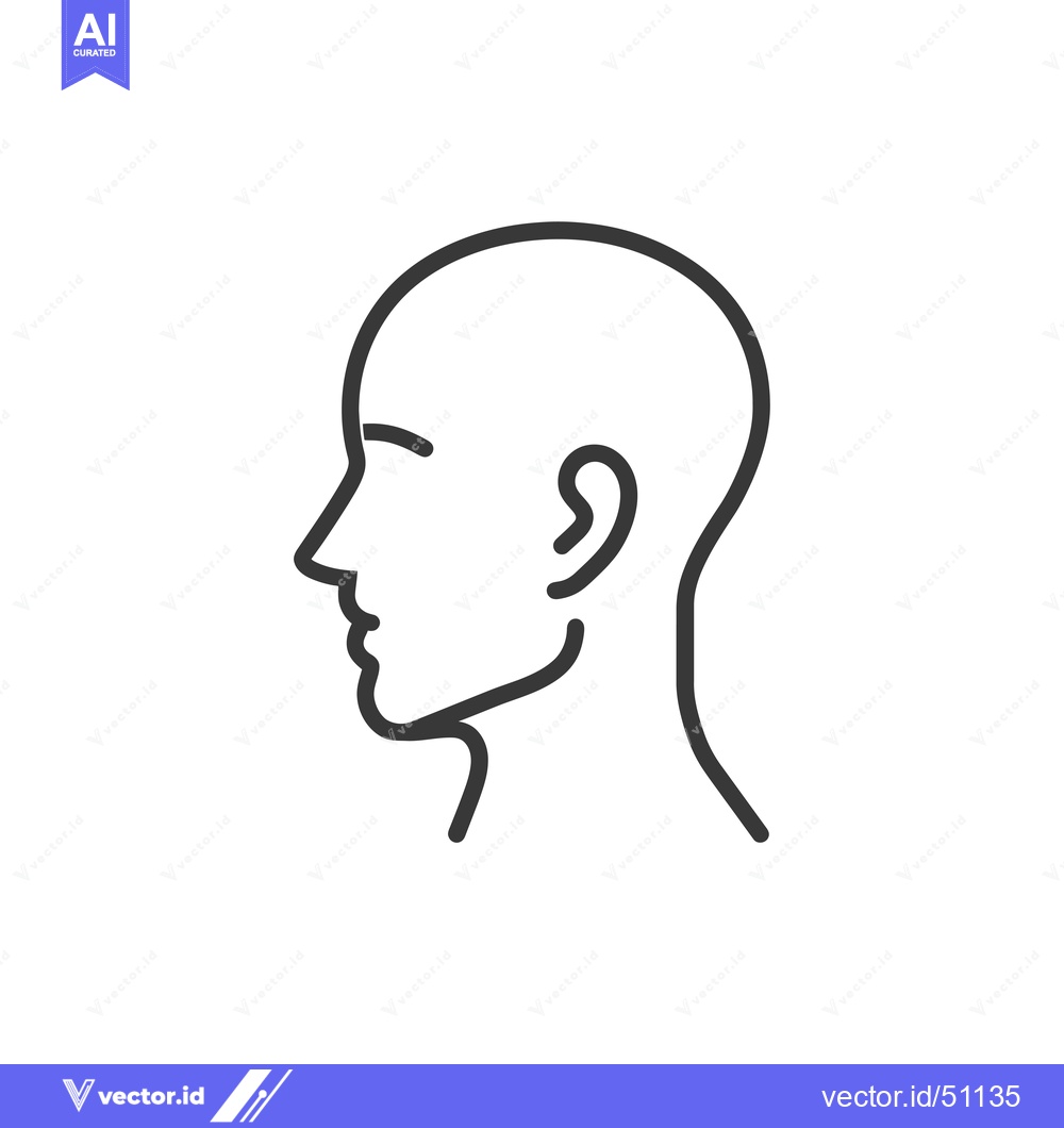 Premium Vector dari Line art drawing of a bald person's head in profile