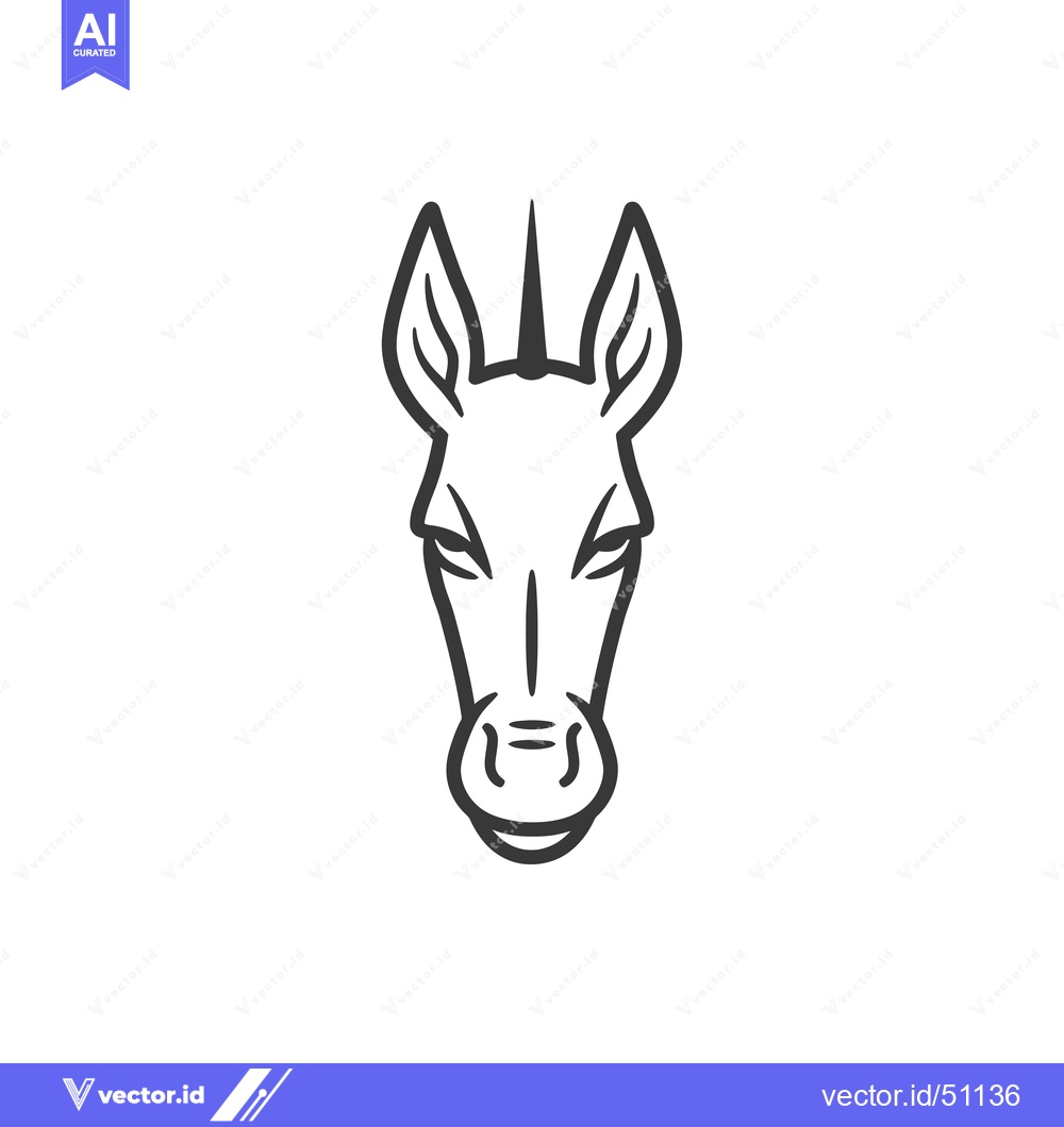 Premium Vector dari Line art drawing of a donkey's head