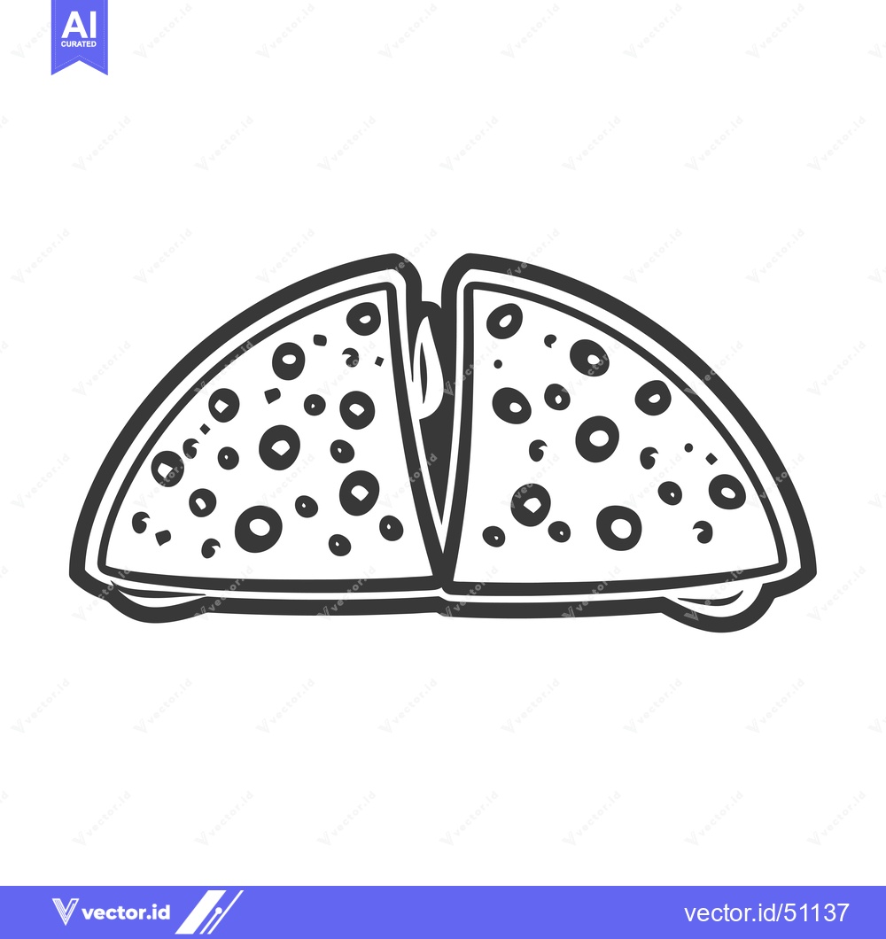 Premium Vector dari Line art drawing of a halved pizza with toppings