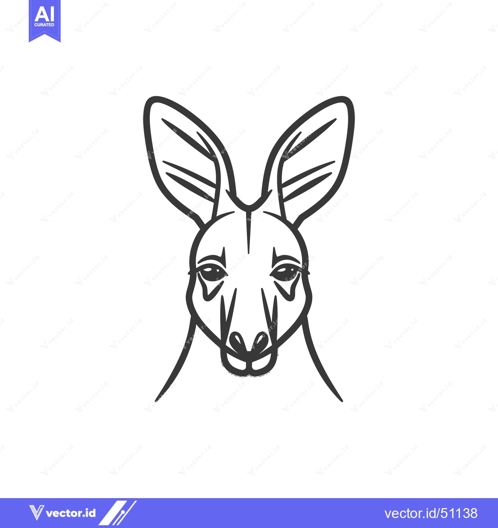 Premium Vector dari Line art drawing of a kangaroo's face