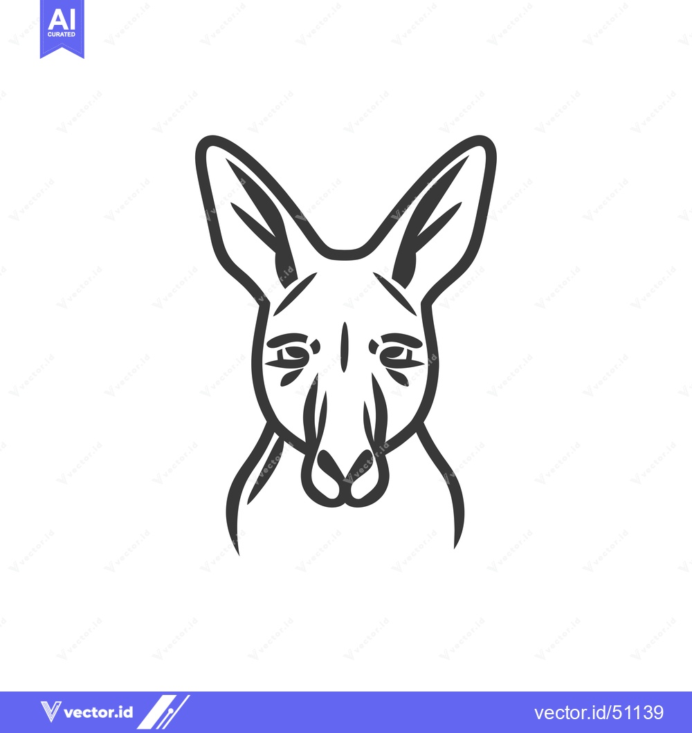 Premium Vector dari Line art drawing of a kangaroo's head