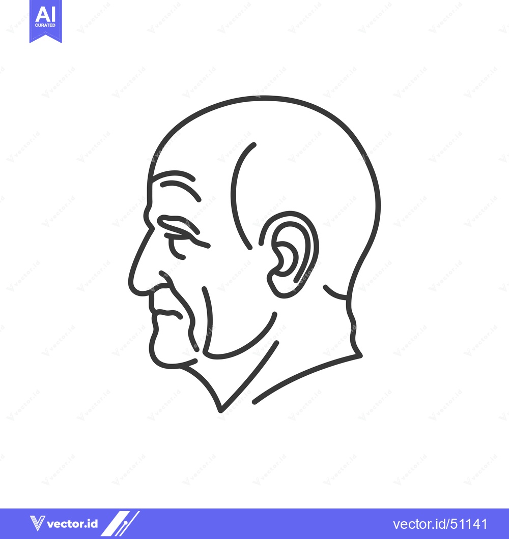 Premium Vector dari Line art drawing of a man's head in profile