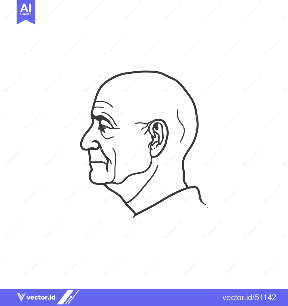 Premium Vector of Line art drawing of a man's head in profile