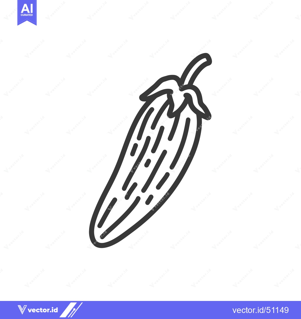 Premium Vector dari Line Art Drawing of a Single Green Pepper