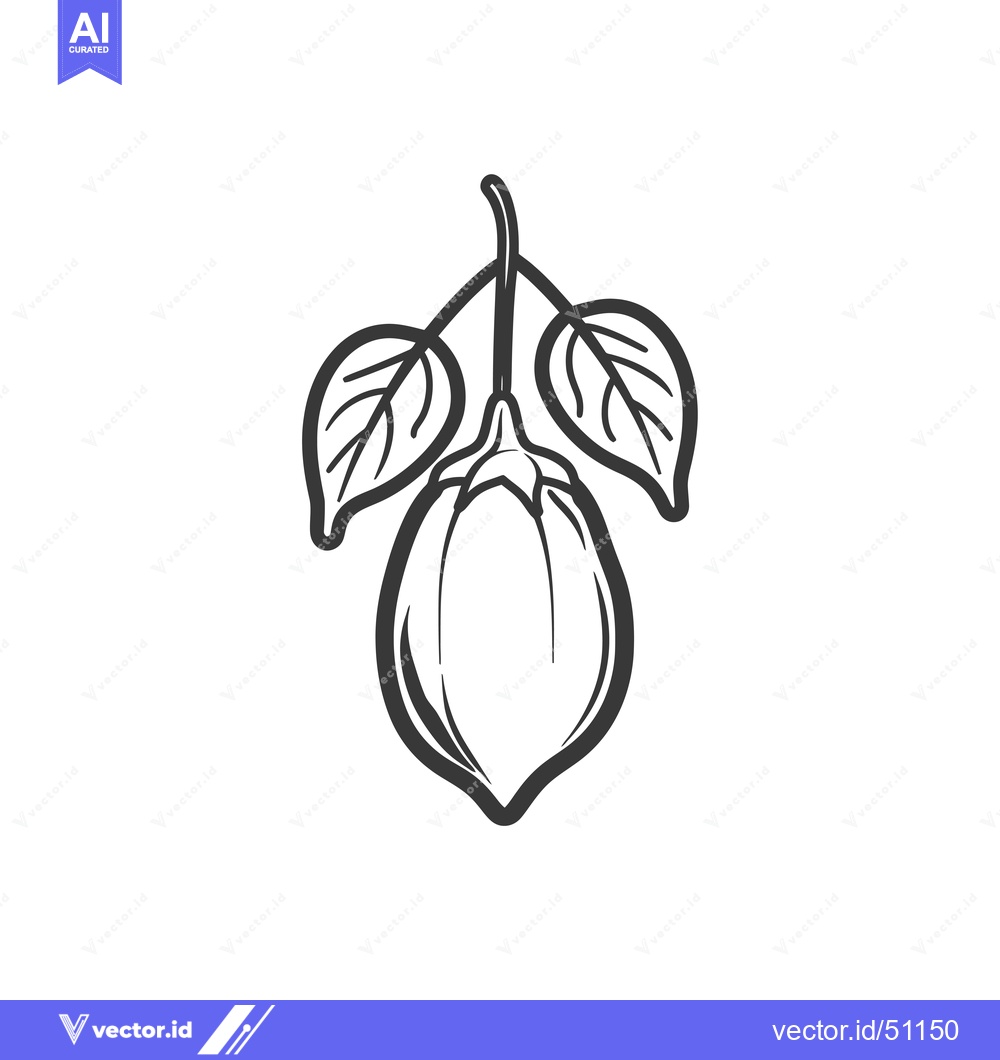 Premium Vector of Line Art Drawing of a Single Lemon with Leaves