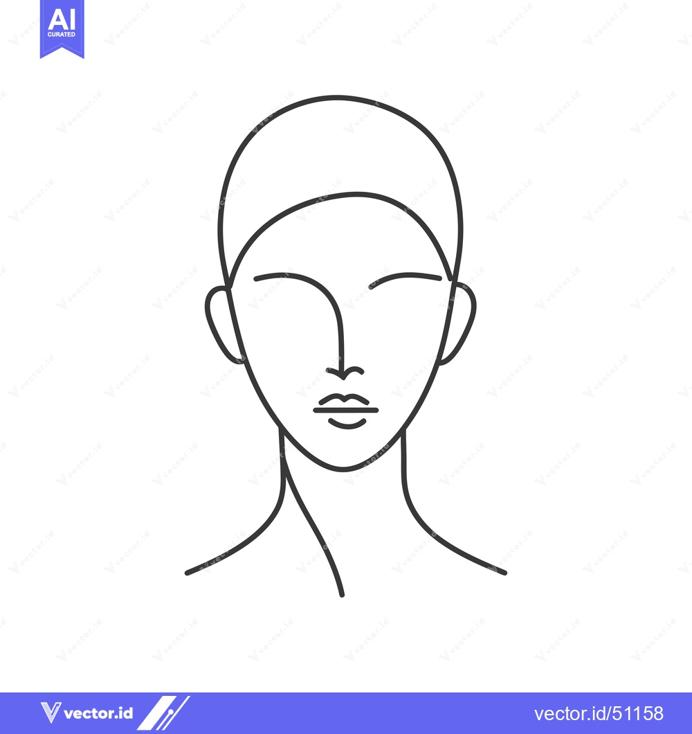 Premium Vector dari Line Art Drawing of a Woman's Face and Neck