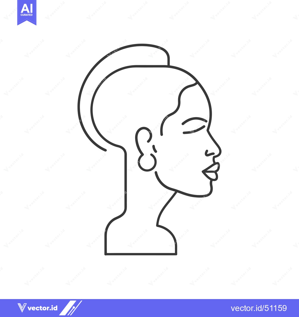 Premium Vector of Line art drawing of a woman's face in profile