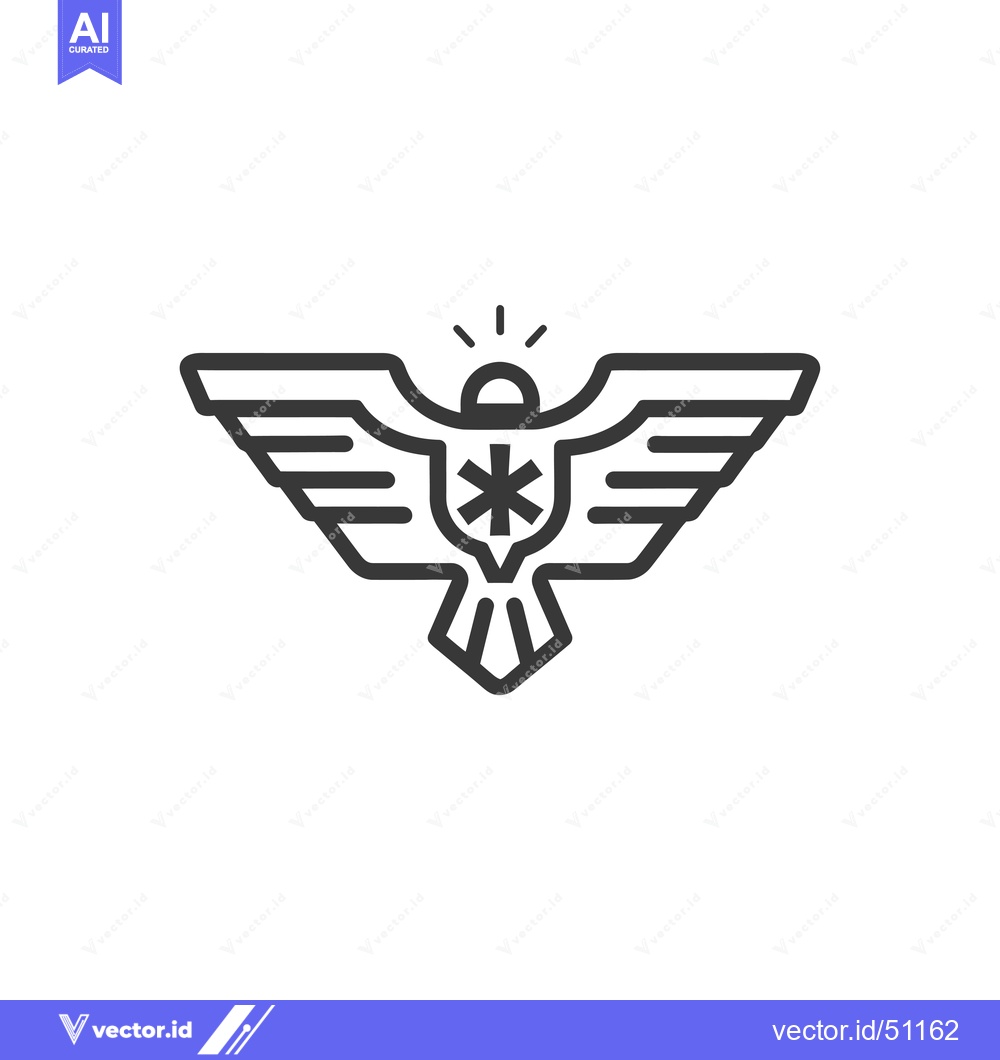 Premium Vector dari Line Art Eagle with Starburst and Star in the Center