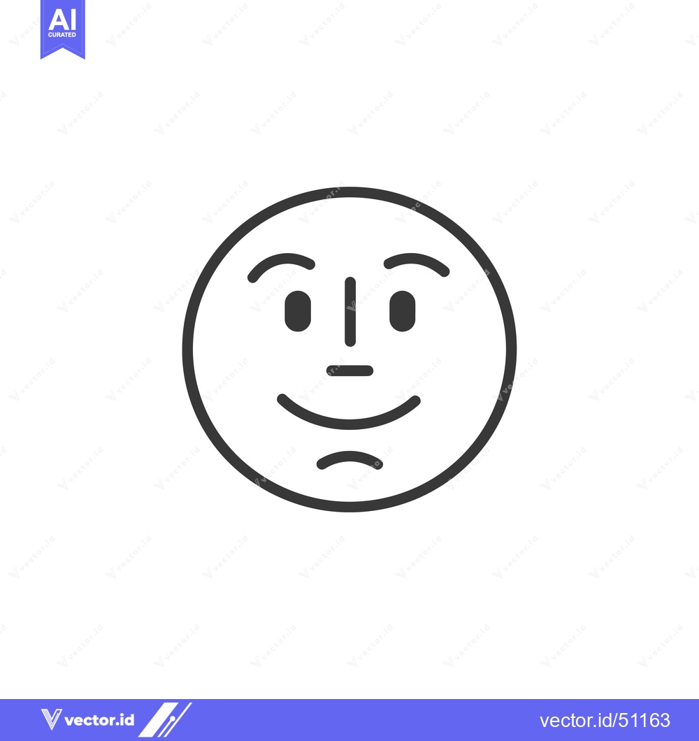 Premium Vector dari Line art emoticon depicting a nervous smile