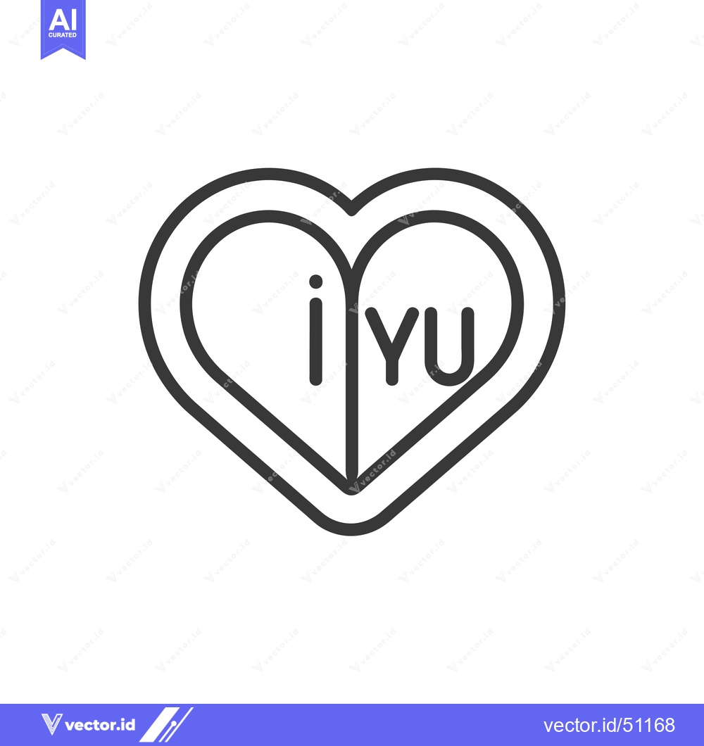 Premium Vector dari Line Art Heart with "I Love You" Text