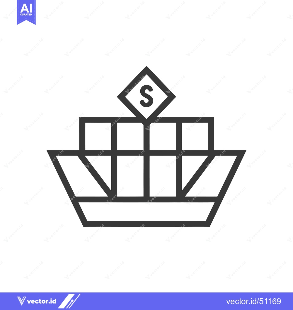 Premium Vector dari Line art icon depicting a cargo ship carrying a dollar sign