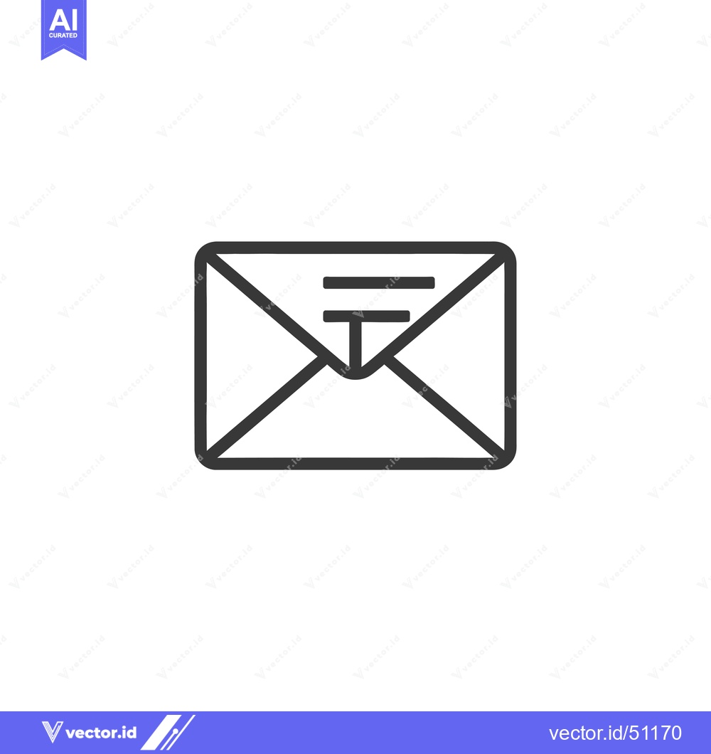 Premium Vector of Line art icon depicting a closed envelope with a flap