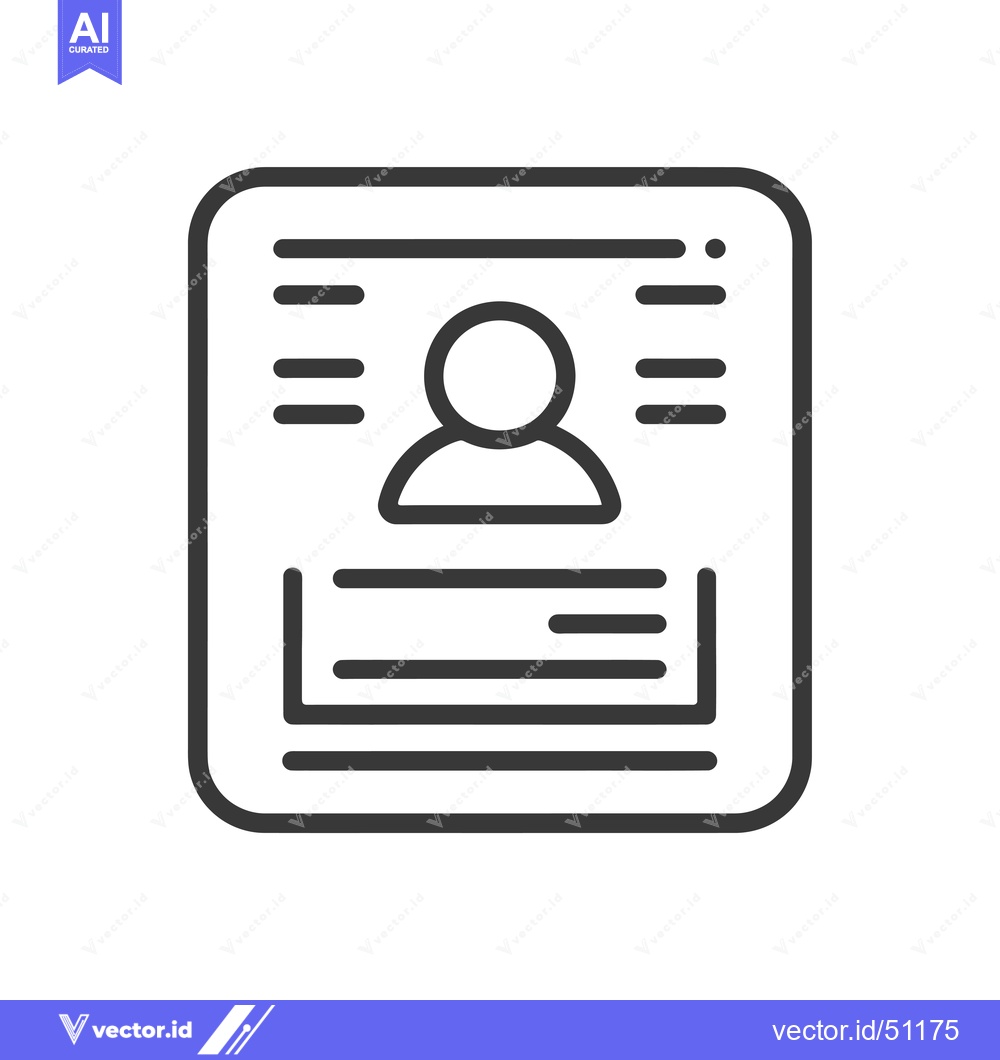 Premium Vector dari Line Art Icon Depicting a Profile Card With a Person Symbol