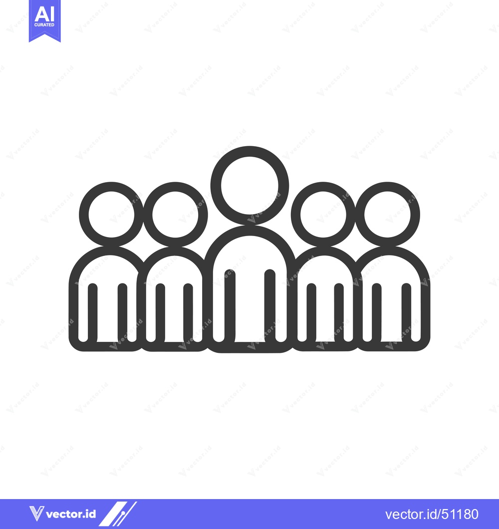 Premium Vector dari Line art icon depicting five people standing together