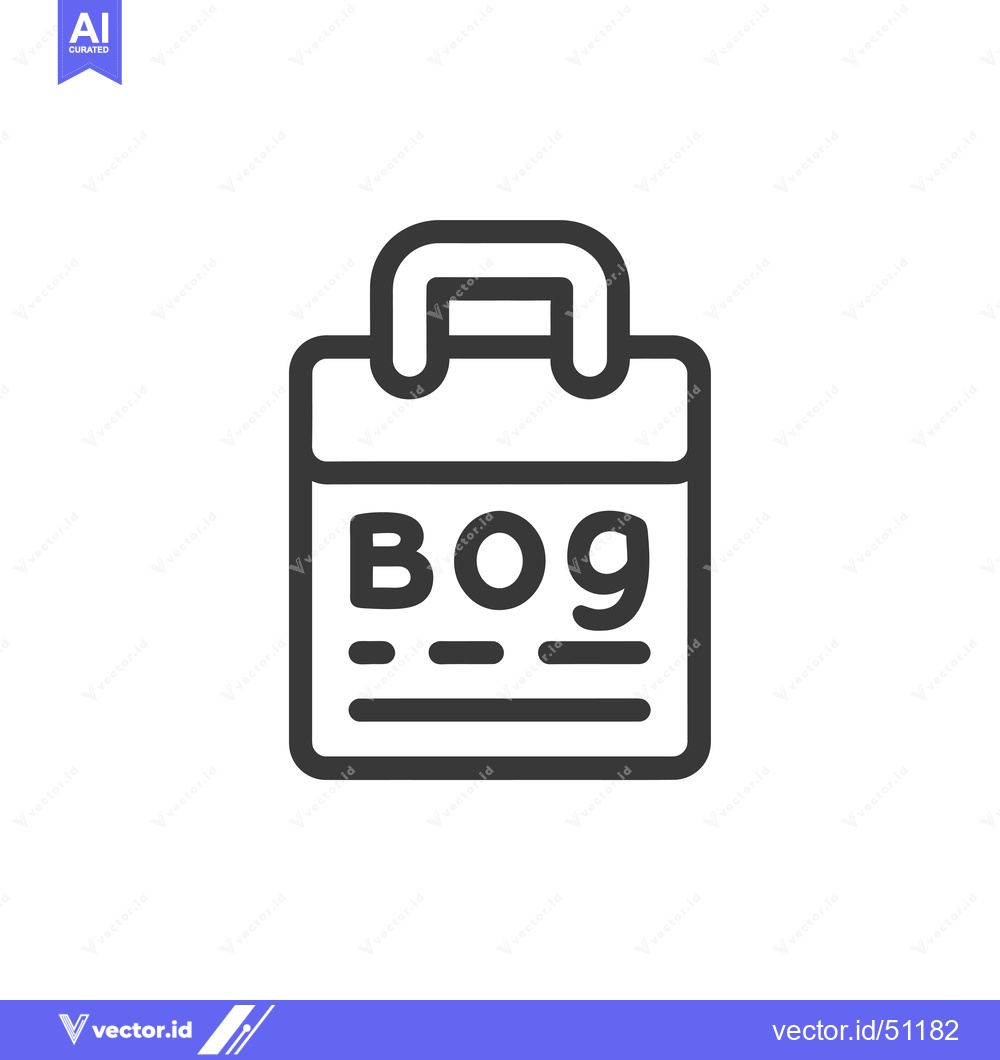 Premium Vector dari Line Art Icon of a Bag with the Letters BOG on it