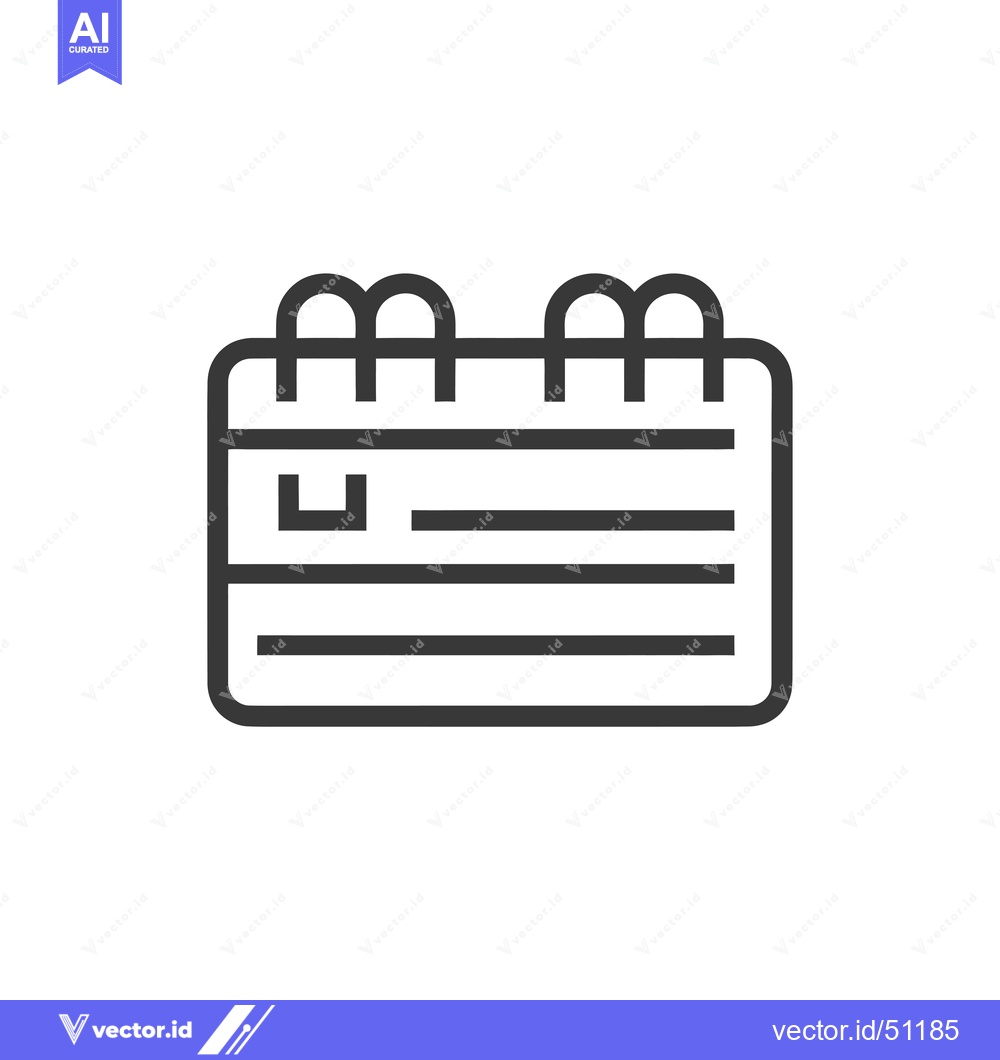 Premium Vector of Line art icon of a calendar with spiral binding