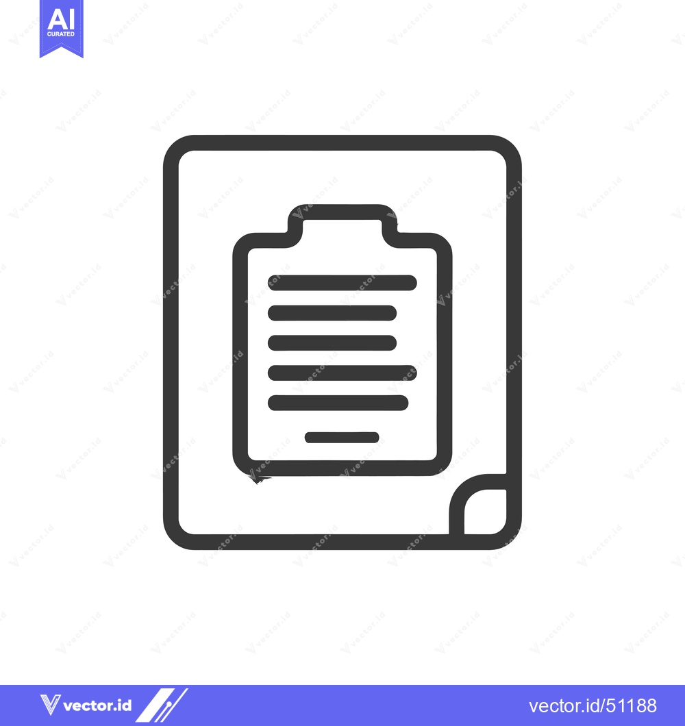 Premium Vector dari Line Art Icon of a Clipboard with Paper Inside