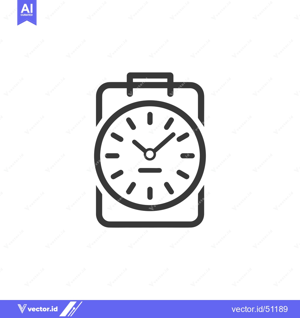 Premium Vector dari Line art icon of a clock in a square frame