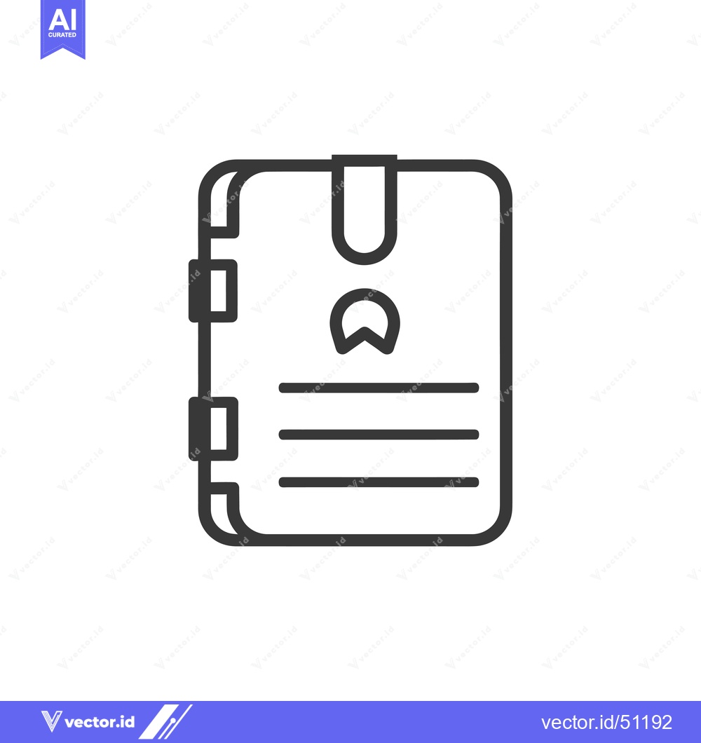 Premium Vector dari Line art icon of a closed notebook with a bookmark