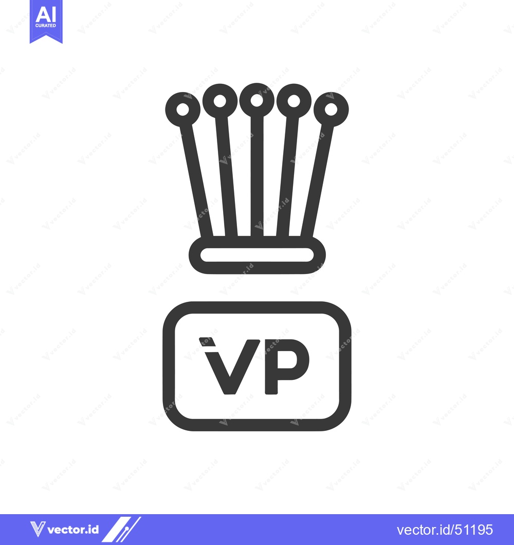 Premium Vector of Line Art Icon of a Crown and VP Label