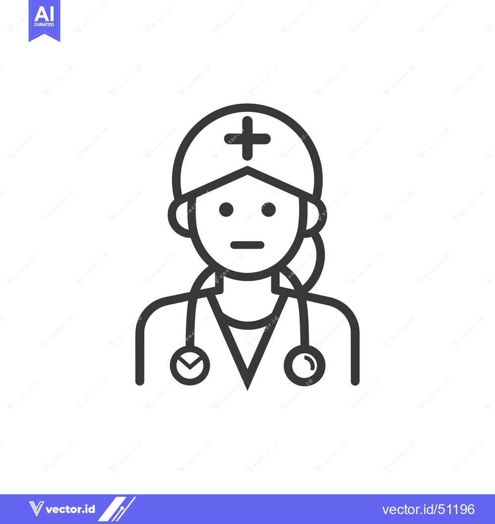 Premium Vector dari Line art icon of a doctor with a stethoscope