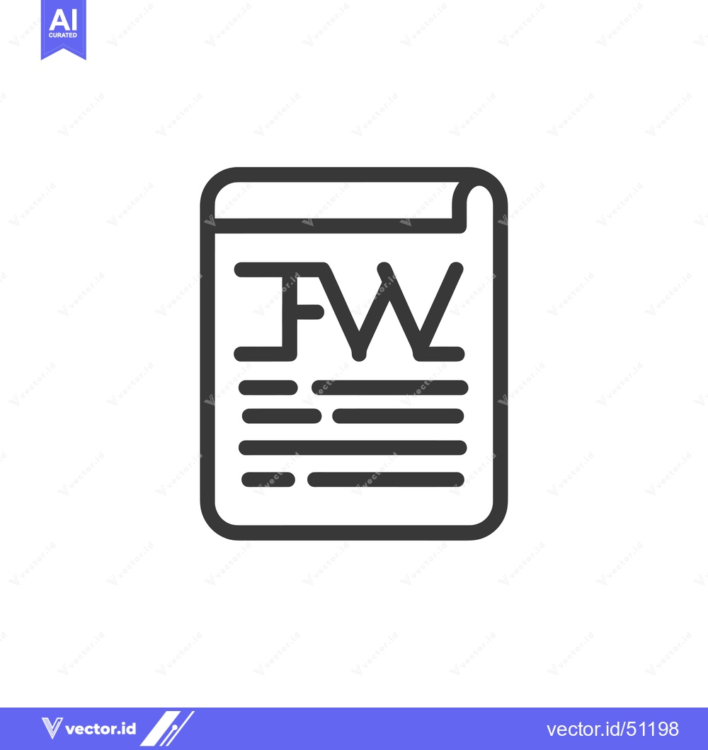Premium Vector of Line art icon of a document with "FW" written on it