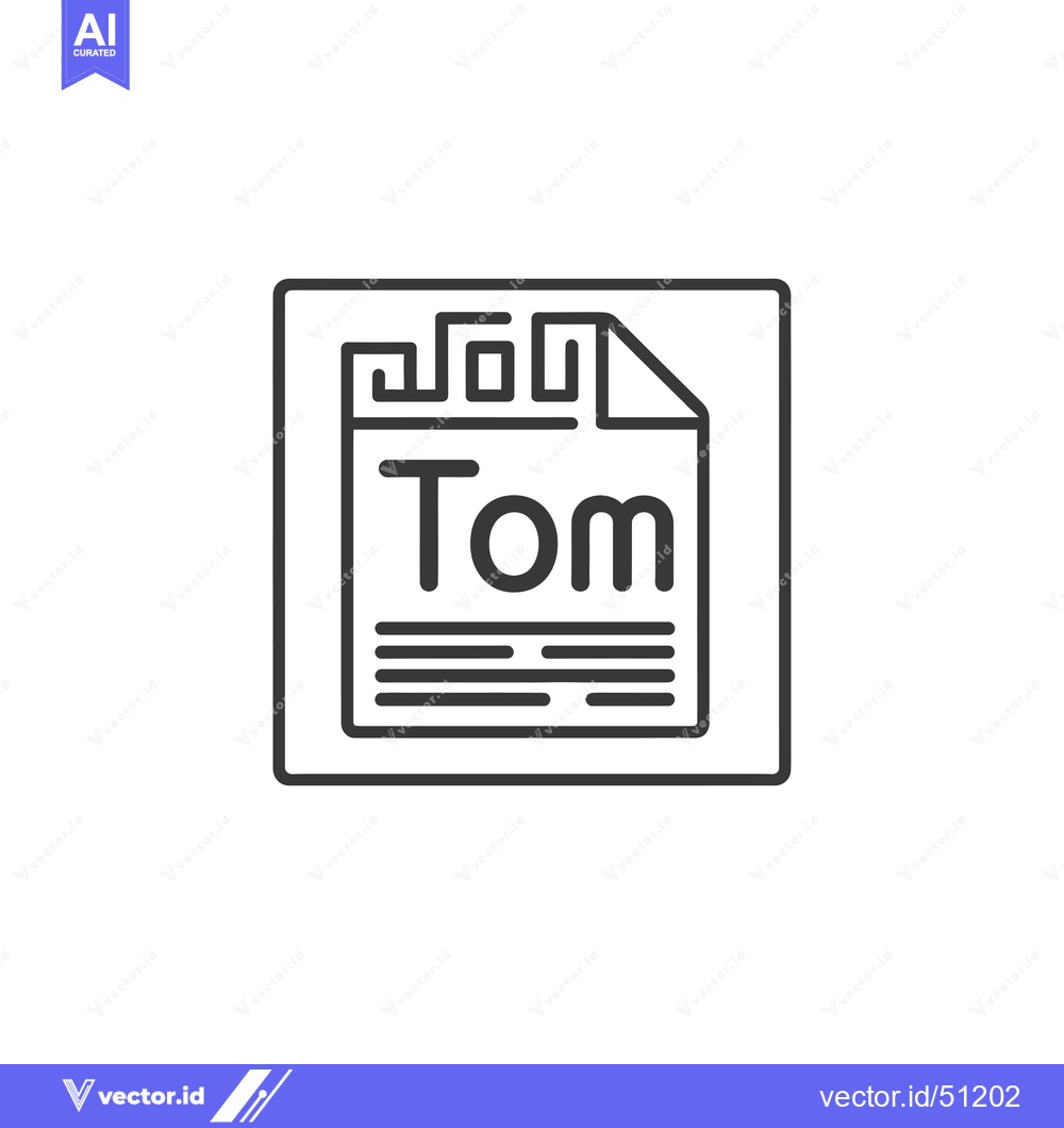Premium Vector of Line art icon of a file with the extension "TOM"