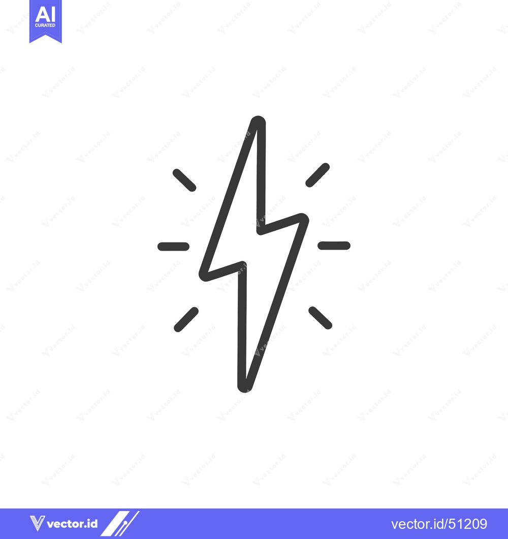 Premium Vector dari Line art icon of a lightning bolt with rays of light