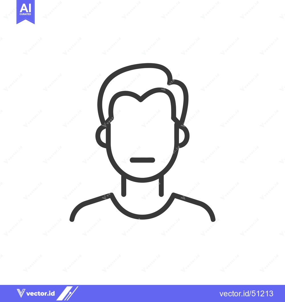 Premium Vector dari Line art icon of a man's face with short hair
