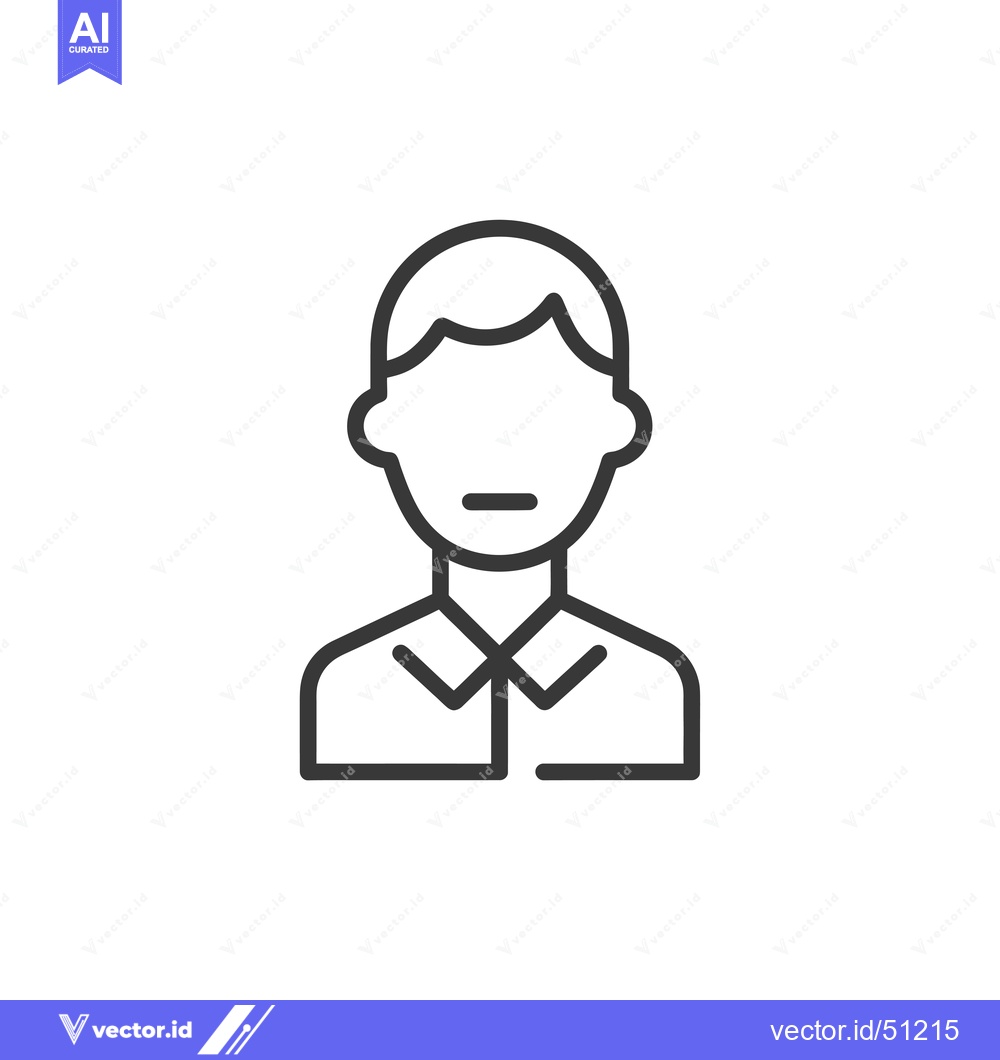 Premium Vector of Line art icon of a man with short hair wearing a collared shirt