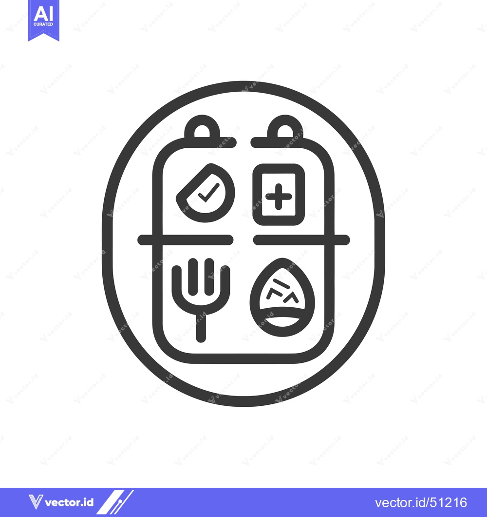 Premium Vector of Line Art Icon of a Meal Planning Container