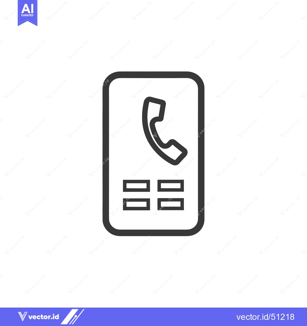 Premium Vector dari Line art icon of a mobile phone with a call button
