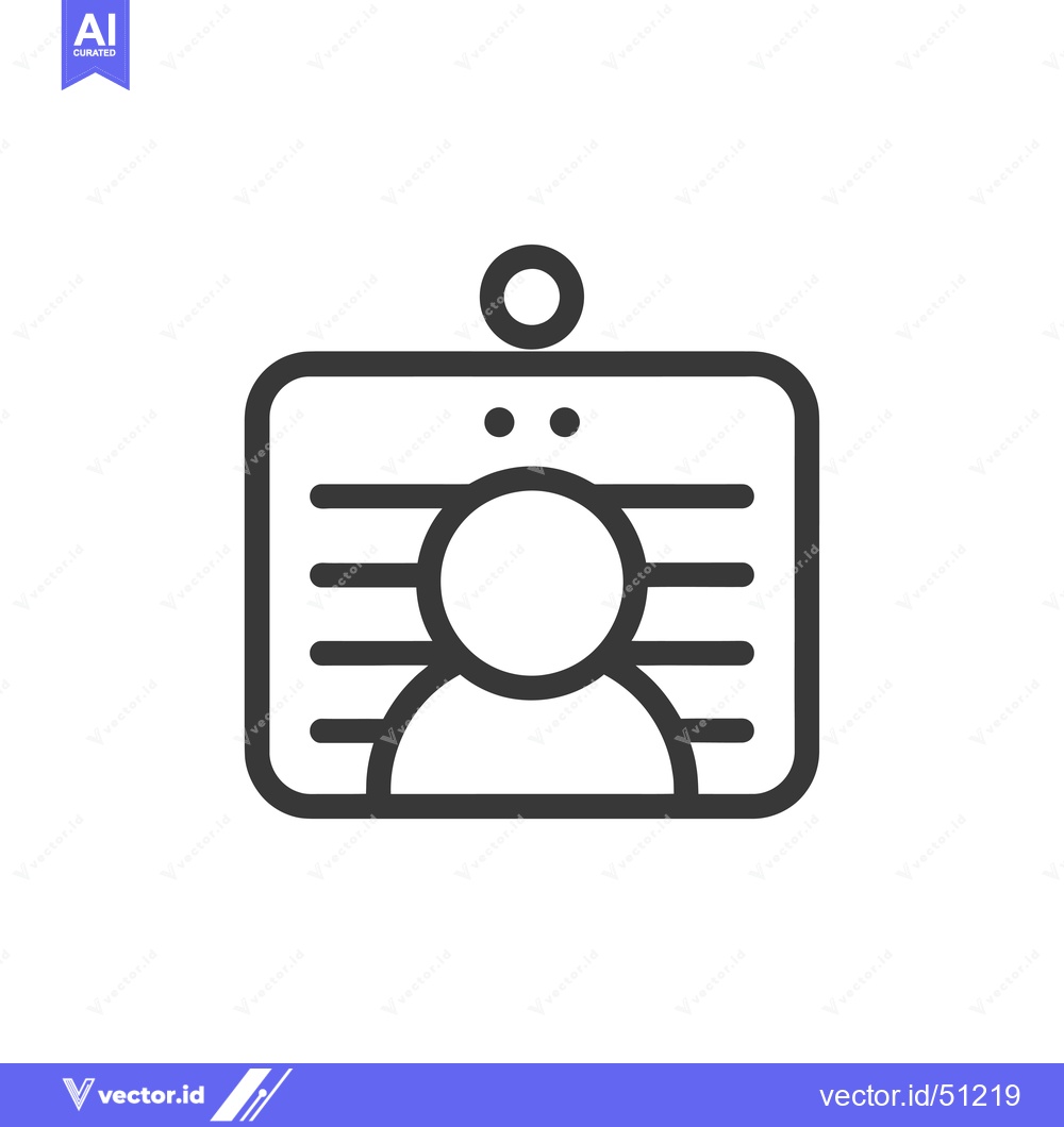 Premium Vector of Line Art Icon of an ID Card with a Profile Picture