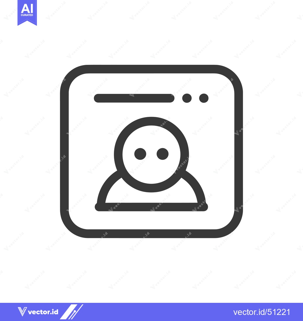 Premium Vector dari Line art icon of a person in a square frame