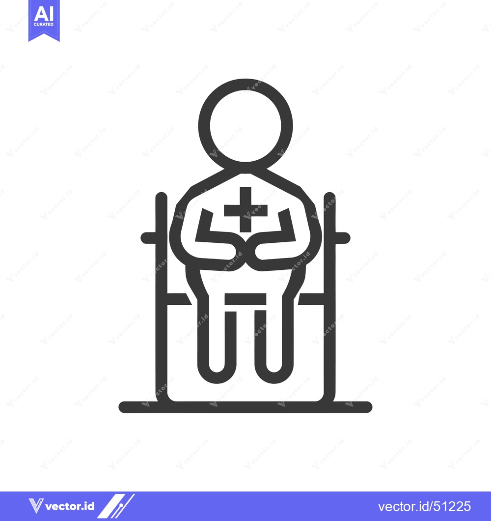 Premium Vector dari Line art icon of a person sitting with a plus symbol on their chest