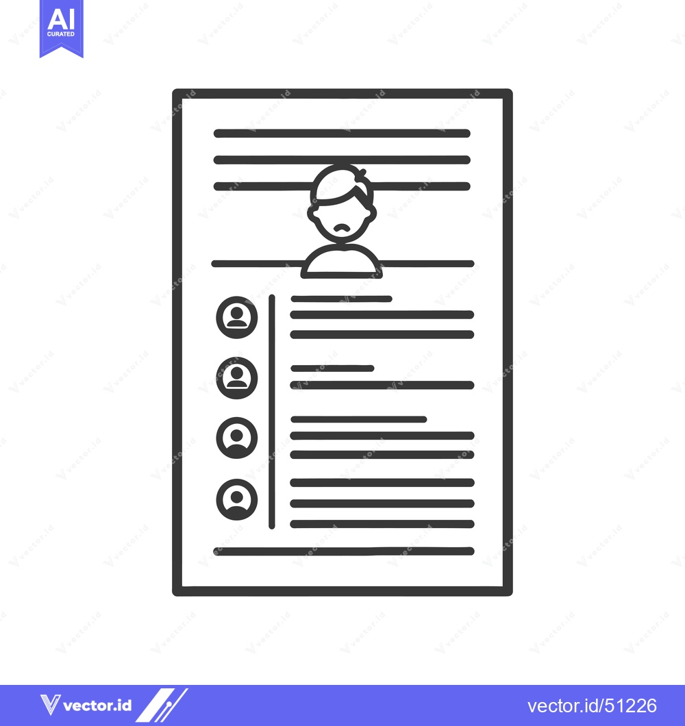 Premium Vector dari Line Art Icon of a Person's Resume with Contact Information
