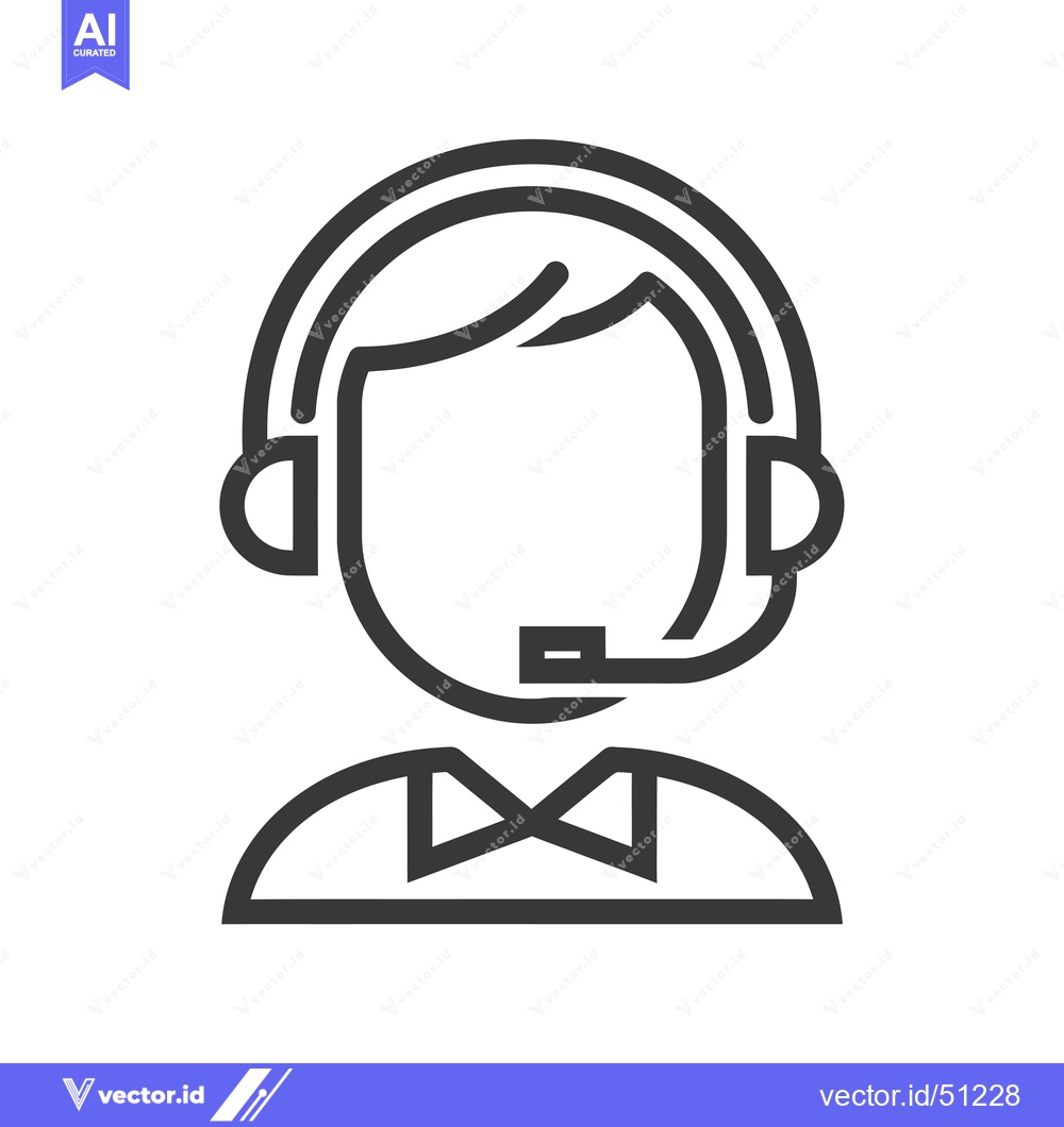 Premium Vector of Line Art Icon of a Person Wearing a Headset