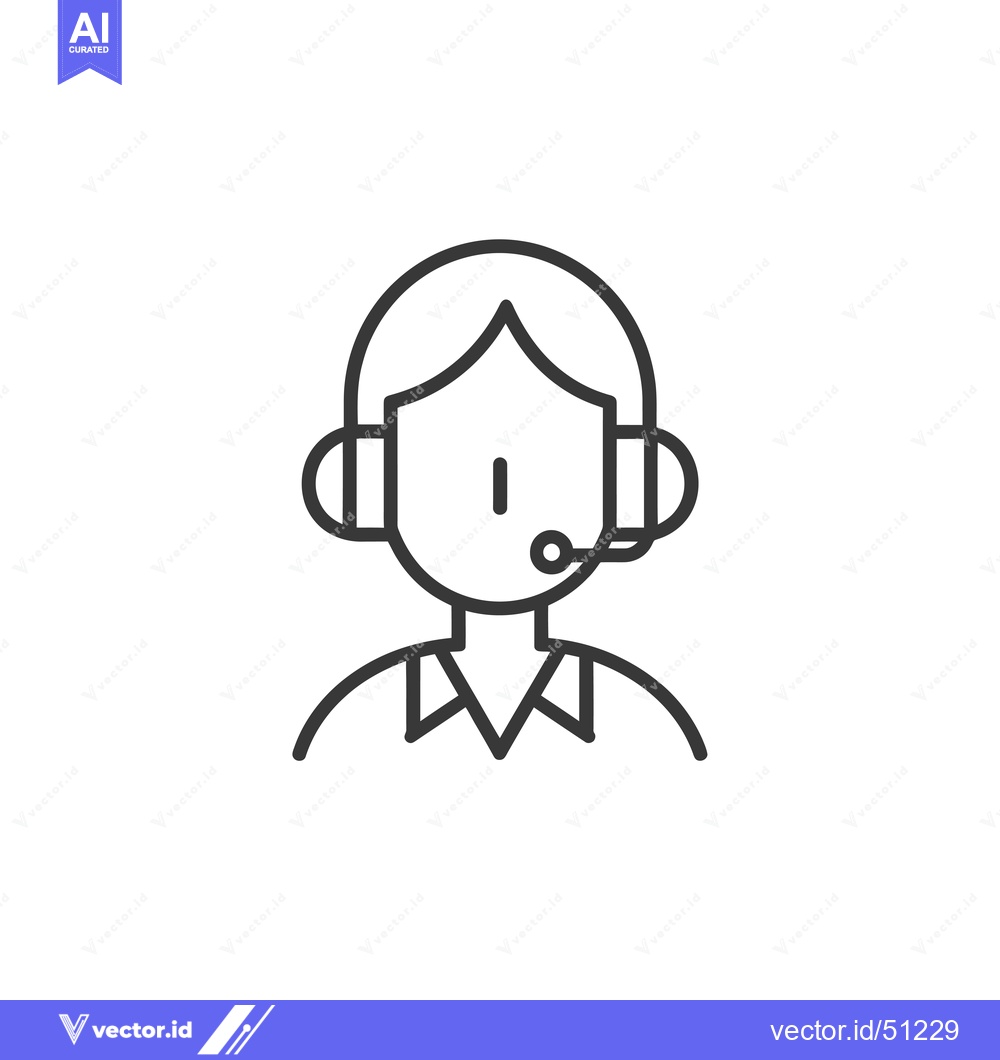 Premium Vector of Line art icon of a person wearing a headset