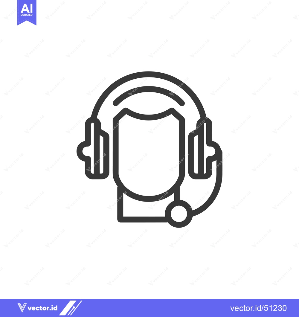 Premium Vector of Line art icon of a person wearing a headset
