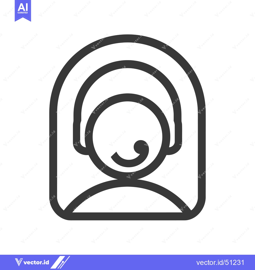 Premium Vector of Line Art Icon of a Person Wearing a Headset with a Microphone