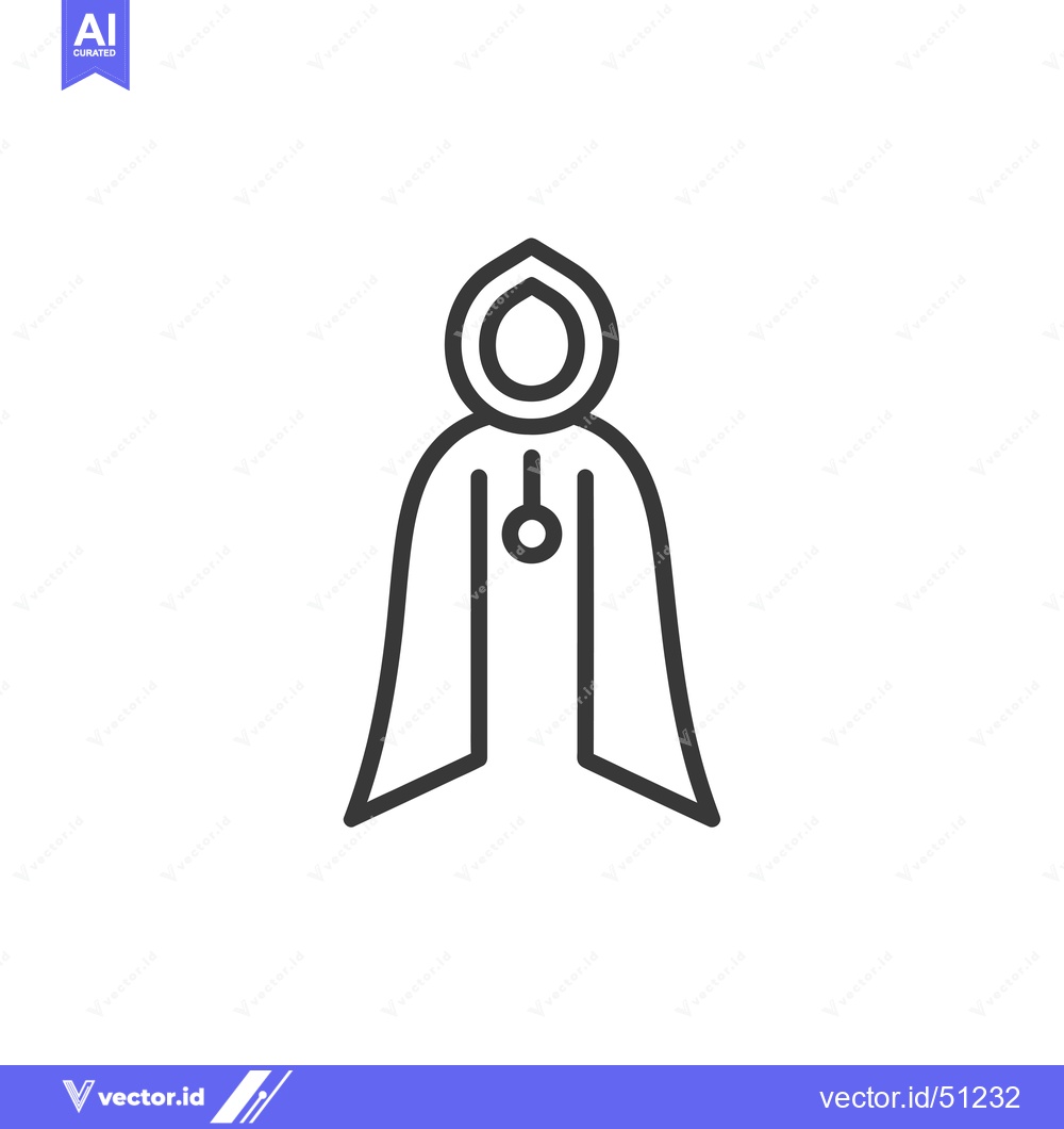 Premium Vector dari Line art icon of a person wearing a hooded cloak