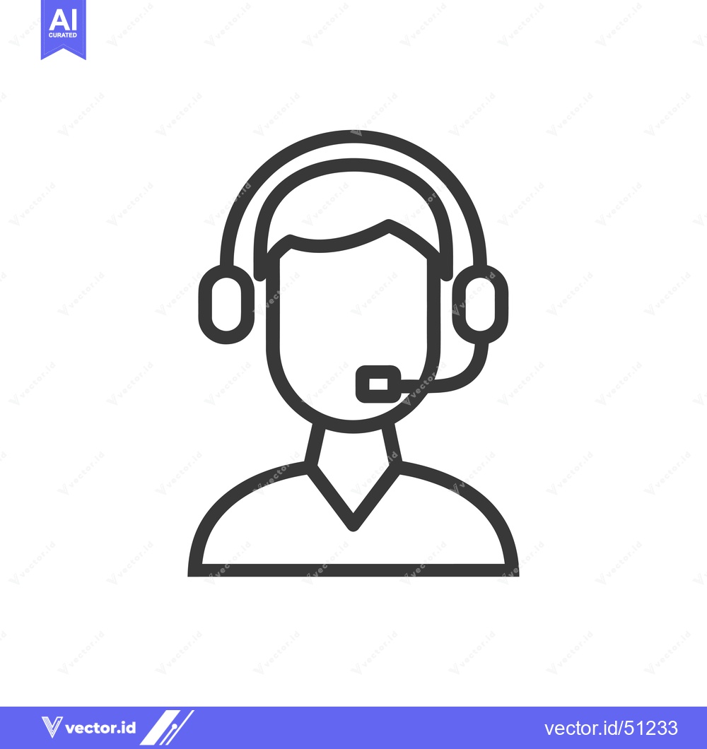 Premium Vector dari Line art icon of a person wearing headphones and a microphone