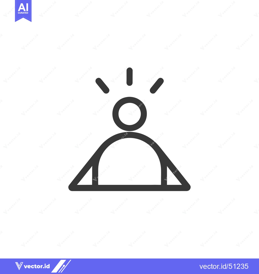 Premium Vector of Line Art Icon of a Person with an Idea Bulb Above their Head