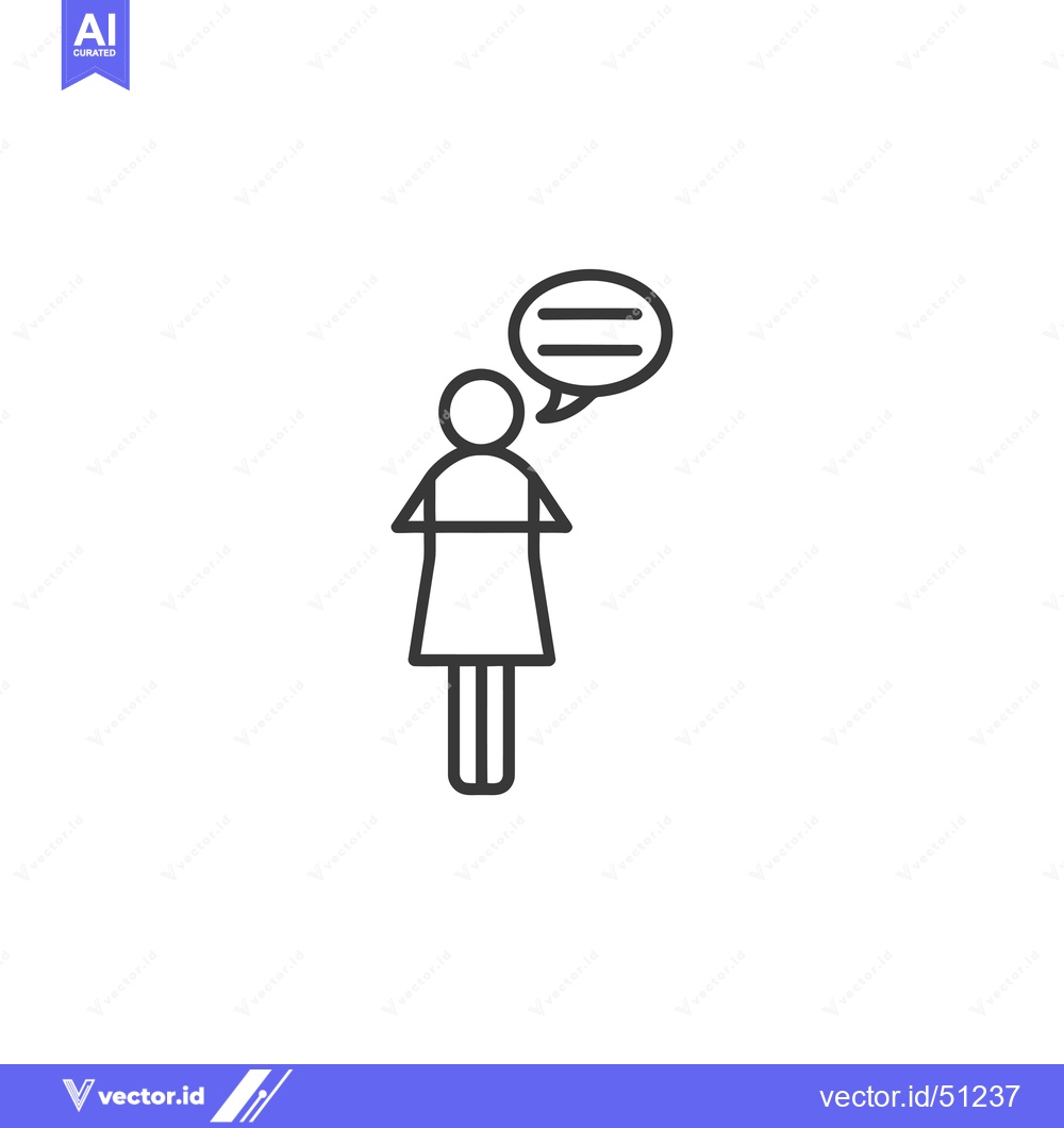 Premium Vector dari Line Art Icon of a Person with a Speech Bubble
